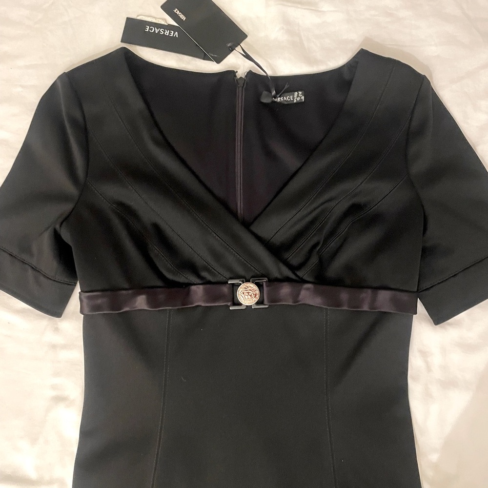Authentic VERSACE Medusa Logo Dress Black NWT Medium Size 42